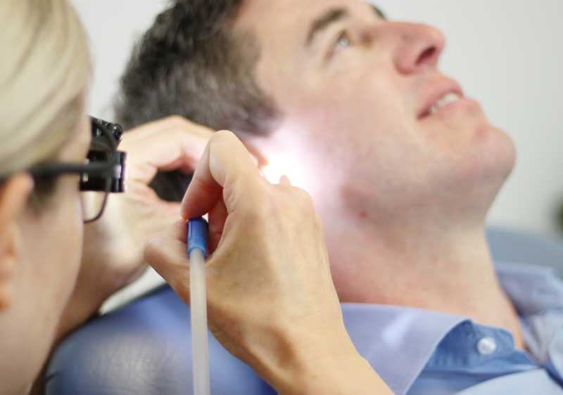 Man undergoing an ear check-up
