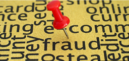 Illustration of a red pin being used to pin the word 'Fraud'