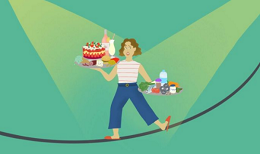 Vector image of a woman balancing
