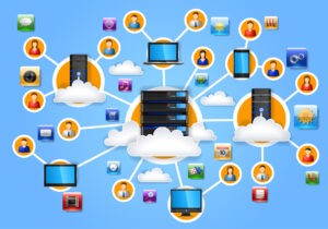 Image of a cloud icon with data symbols inside, representing cloud storage and data management.