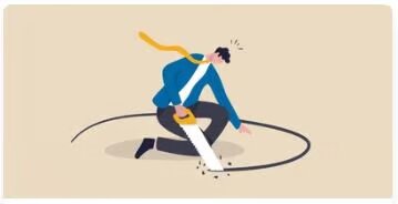 Animated person sawing in a circular motion within a circle.